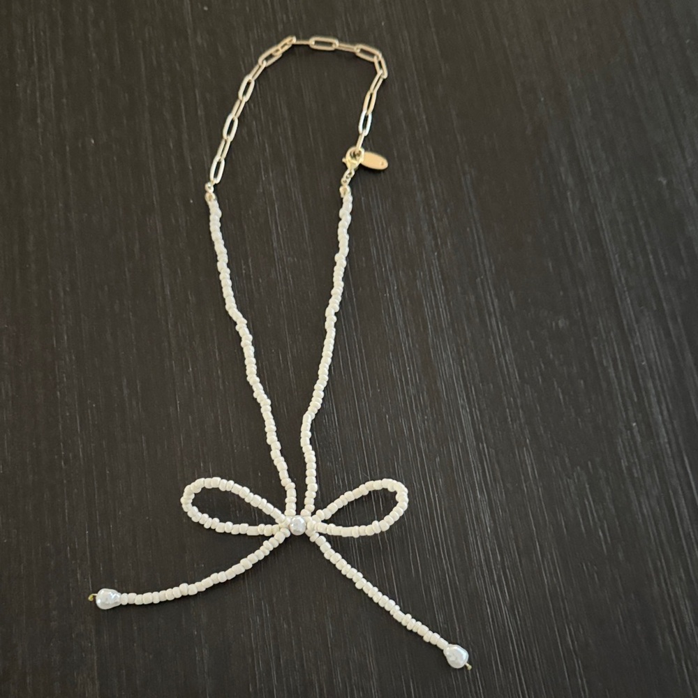 Anthropologie beaded bow necklace
